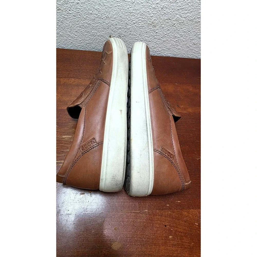 Ecco‎ Men Brown Leather Woven Boho Vacations Beach Slip-On Shoes Size 41 EU